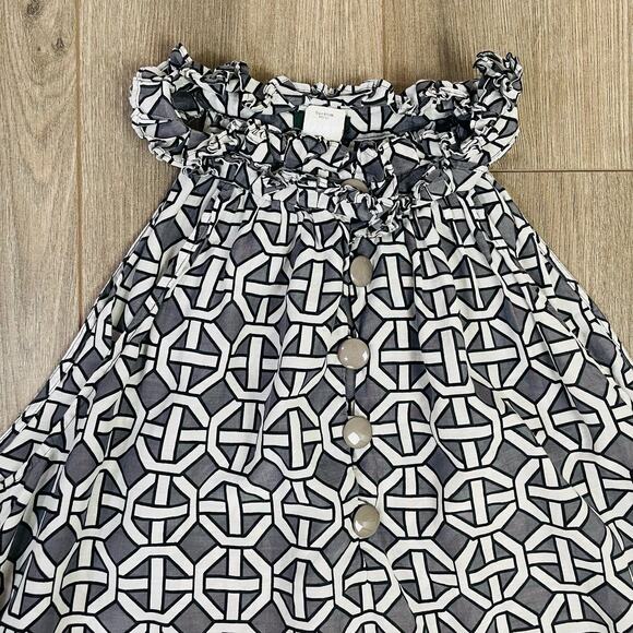 J Crew Silk Blend Sleeveless Button Geometric Fashion Work Top US Women's L - Picture 2 of 7